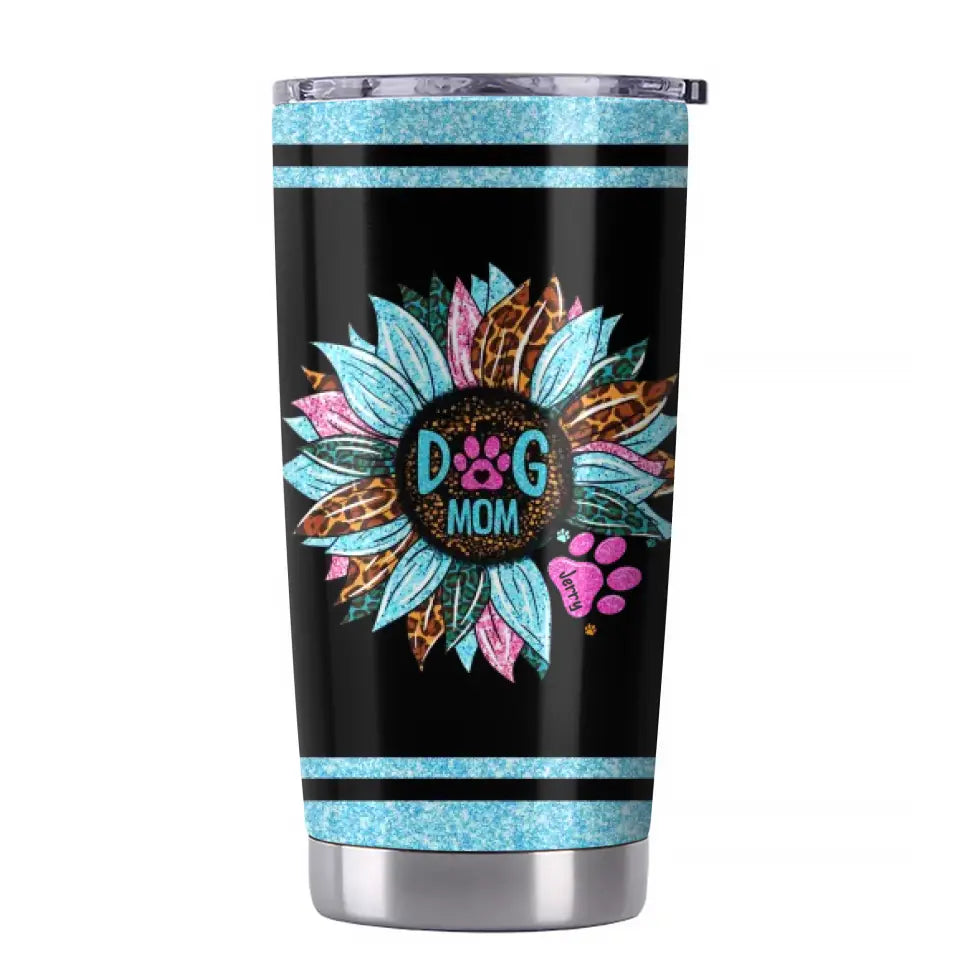 Personalized Dog Mom & Dog's Name Sunflower Colorful Woman's Tumbler Printed 23APR-BQT15