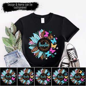 Personalized Auntie Sunflower & Kid Name Tshirt Printed 23APR-BQT17