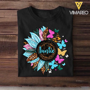 Personalized Auntie Sunflower & Kid Name Tshirt Printed 23APR-BQT17