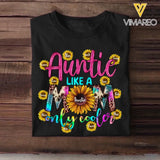 Personalized Auntie Like A Mom Only Cooler Sunflower & Kid Name Tshirt Printed PNBQT1704