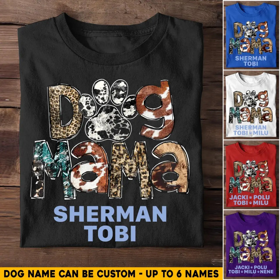 Personalized Dog Mama Western Leopard With Dog Names Tshirt