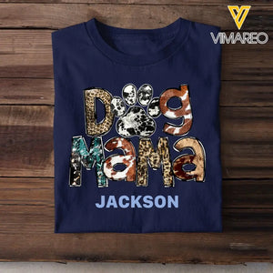 Personalized Dog Mama Western Leopard With Dog Names Tshirt
