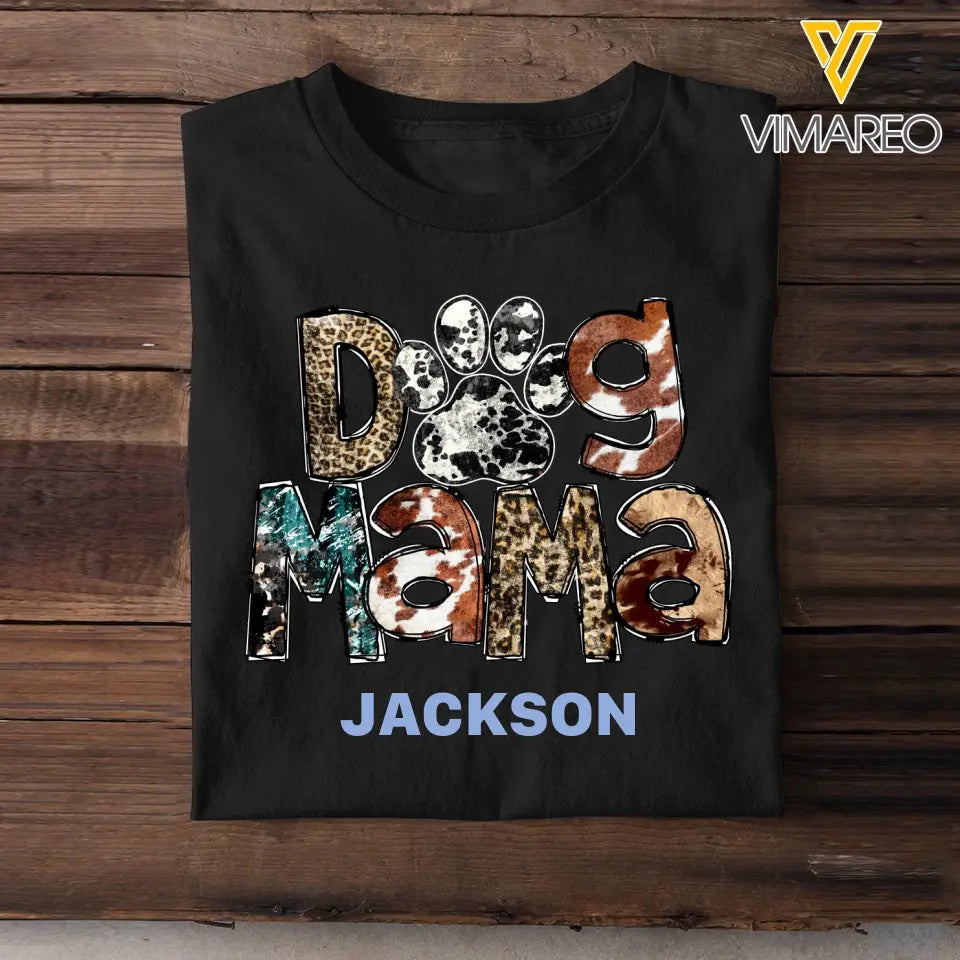 Personalized Dog Mama Western Leopard With Dog Names Tshirt