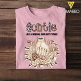 Personalized Auntie Like A Normal Mom But Cooler Hand Kid Name Mother's Day Gift Tshirt Printed 23APR-TB19