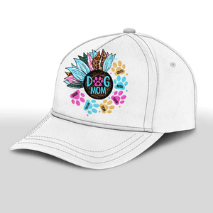 Personalized Dog Mom Sunflower Dog Name Cap Printed PNHQ2104