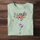 Personalized Auntie Flowers with Kid Name T-shirt Printed 23APR-TB21