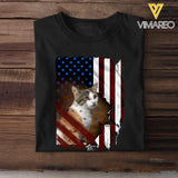 Personalized Upload Your Photo Cat Flag T-shirt Printed 23APR-PN24