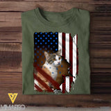 Personalized Upload Your Photo Cat Flag T-shirt Printed 23APR-PN24
