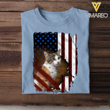 Personalized Upload Your Photo Cat Flag T-shirt Printed 23APR-PN24