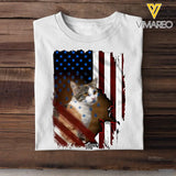 Personalized Upload Your Photo Cat Flag T-shirt Printed 23APR-PN24