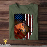 Personalized Upload Your Photo Horse Flag T-shirt Printed 23APR-PN24