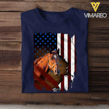Personalized Upload Your Photo Horse Flag T-shirt Printed 23APR-PN24