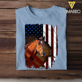 Personalized Upload Your Photo Horse Flag T-shirt Printed 23APR-PN24