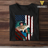 Personalized Upload Your Photo Fishing Flag T-shirt Printed 23APR-PN24