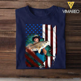 Personalized Upload Your Photo Fishing Flag T-shirt Printed 23APR-PN24