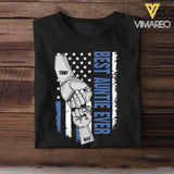 Personalized Best Auntie Ever Hand Kid Name Flag Art Tshirt 23APR-BQT2404