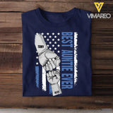 Personalized Best Auntie Ever Hand Kid Name Flag Art Tshirt 23APR-BQT2404