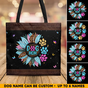 Personalized Dog Mom Sunflower Dog Name Dog Lovers Gift Tote Bag Printed PNHQ2704