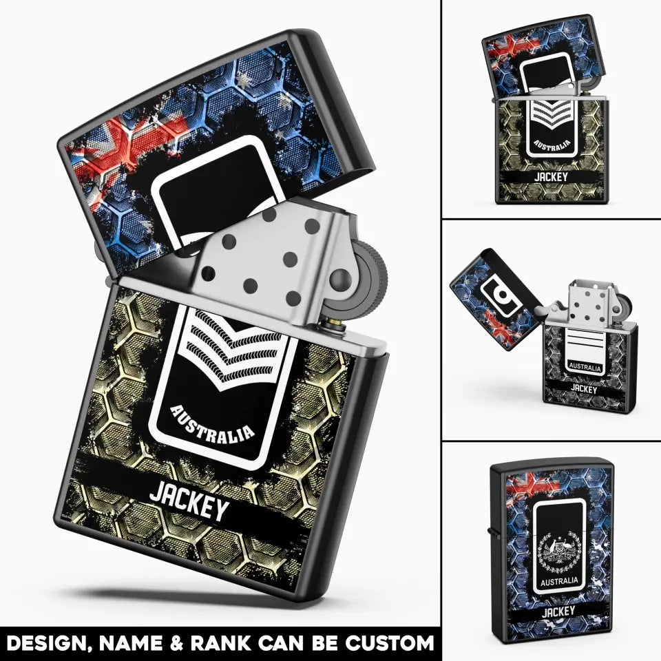 Personalized Australian Veteran/Soldier Rank with Name Lighter Case Printed QTHQ2804