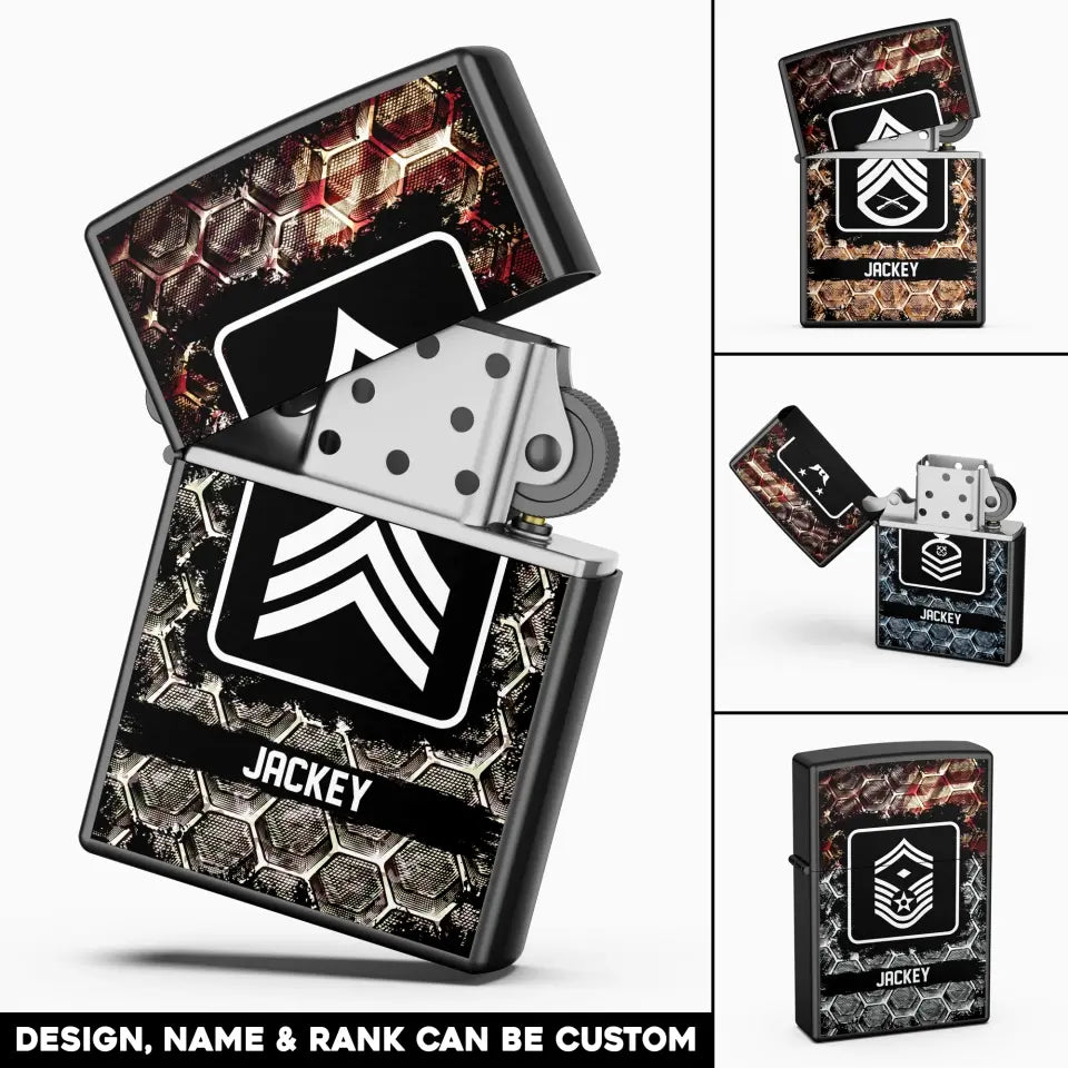 Personalized US Veteran/Soldier Rank with Name Lighter Case Printed QTHQ2804