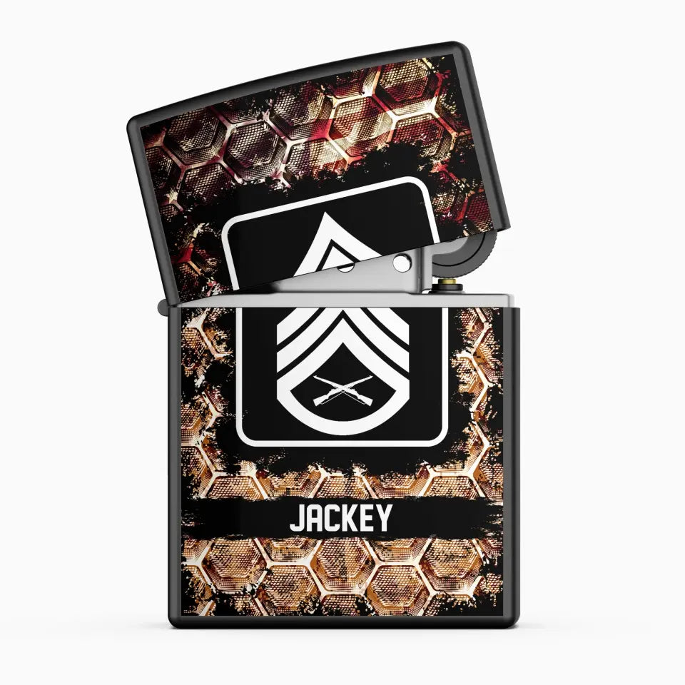 Personalized US Veteran/Soldier Rank with Name Lighter Case Printed QTHQ2804