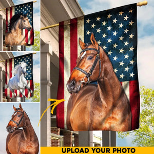 Personalized Upload Your Horse Photo House Flag Printed 23APR-HQ28