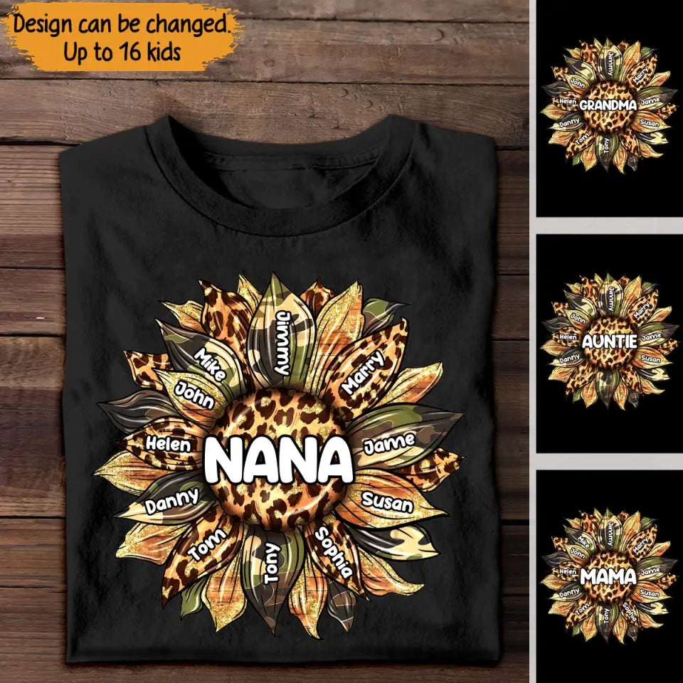 Grandma Mom Sunflower Kids' Custom Names Tshirt Printed 23MAY-TB04