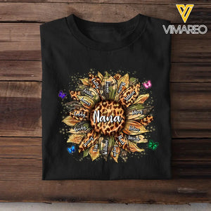 Grandma Mom Sunflower Butterfly Kids' Custom Names Tshirt Printed 23APR-QT28