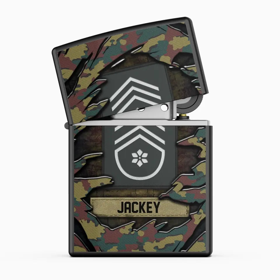 Personalized Belgian Veteran/Soldier Rank Camo with Name Lighter Case Printed 23MAY-HQ04