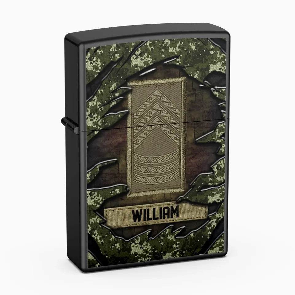 Personalized Danish Veteran/Soldier Rank Camo with Name Lighter Case Printed 23MAY-HQ04