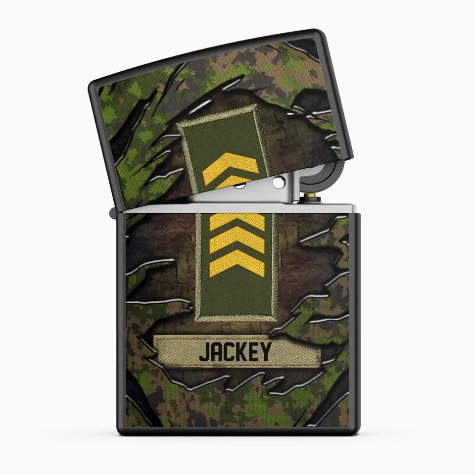 Personalized Finnish Veteran/Soldier Rank Camo with Name Lighter Case Printed 23MAY-HQ04