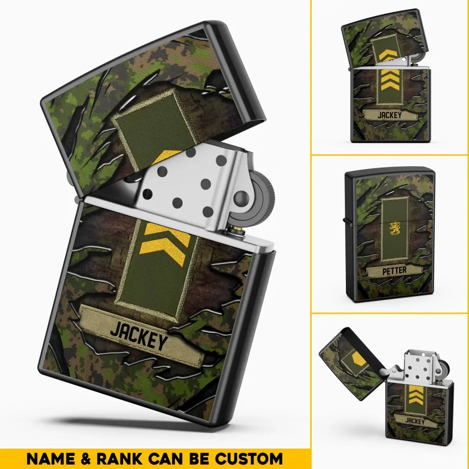 Personalized Finnish Veteran/Soldier Rank Camo with Name Lighter Case Printed 23MAY-HQ04
