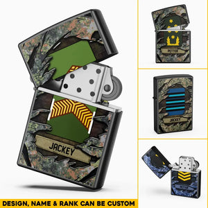 Personalized Netherlands Veteran/Soldier Rank Camo with Name Lighter Case Printed 23MAY-HQ04