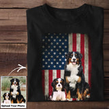 Personalized Upload Your Dog Photo US Flag Tshirt Printed 23MAY-PTN04