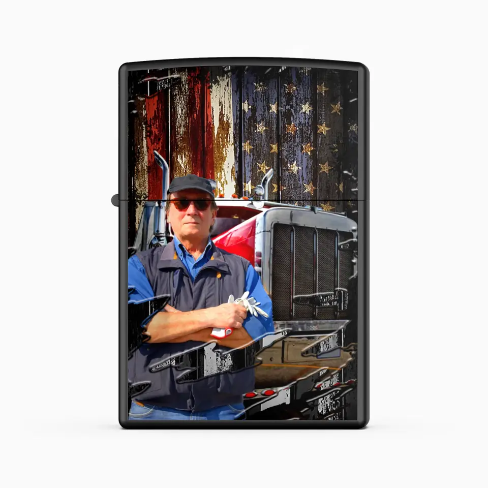 Personalized Upload Your Trucker Photo US Flag Lighter Case Printed QTHQ0405