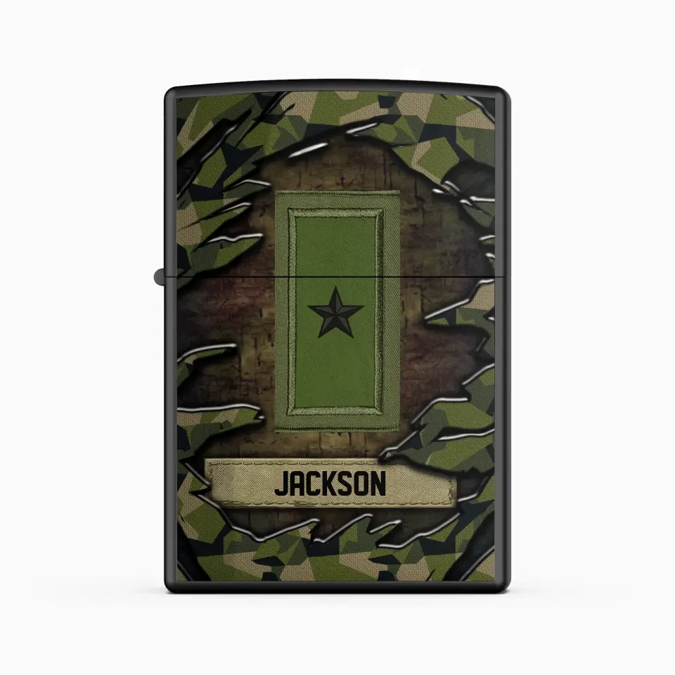 Personalized Swedish Veteran/Soldier Rank Camo with Name Lighter Case Printed 23MAY-HQ04