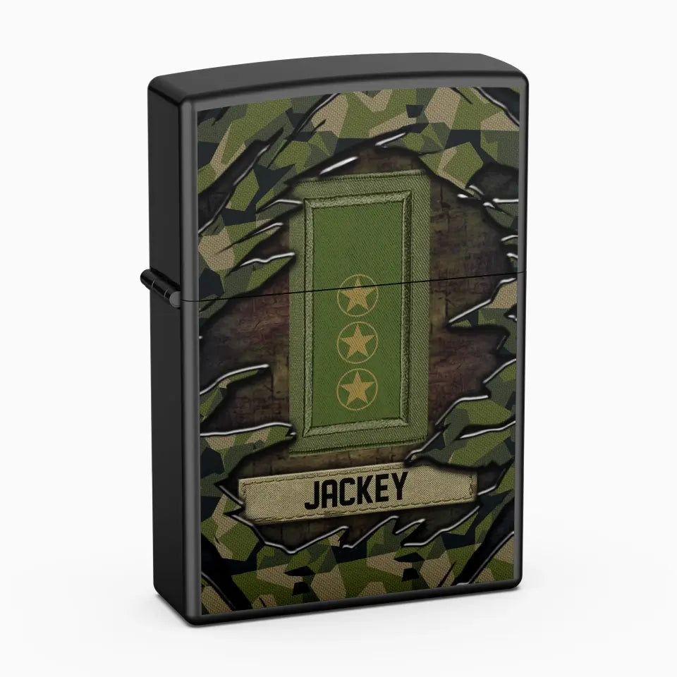 Personalized Swedish Veteran/Soldier Rank Camo with Name Lighter Case Printed 23MAY-HQ04