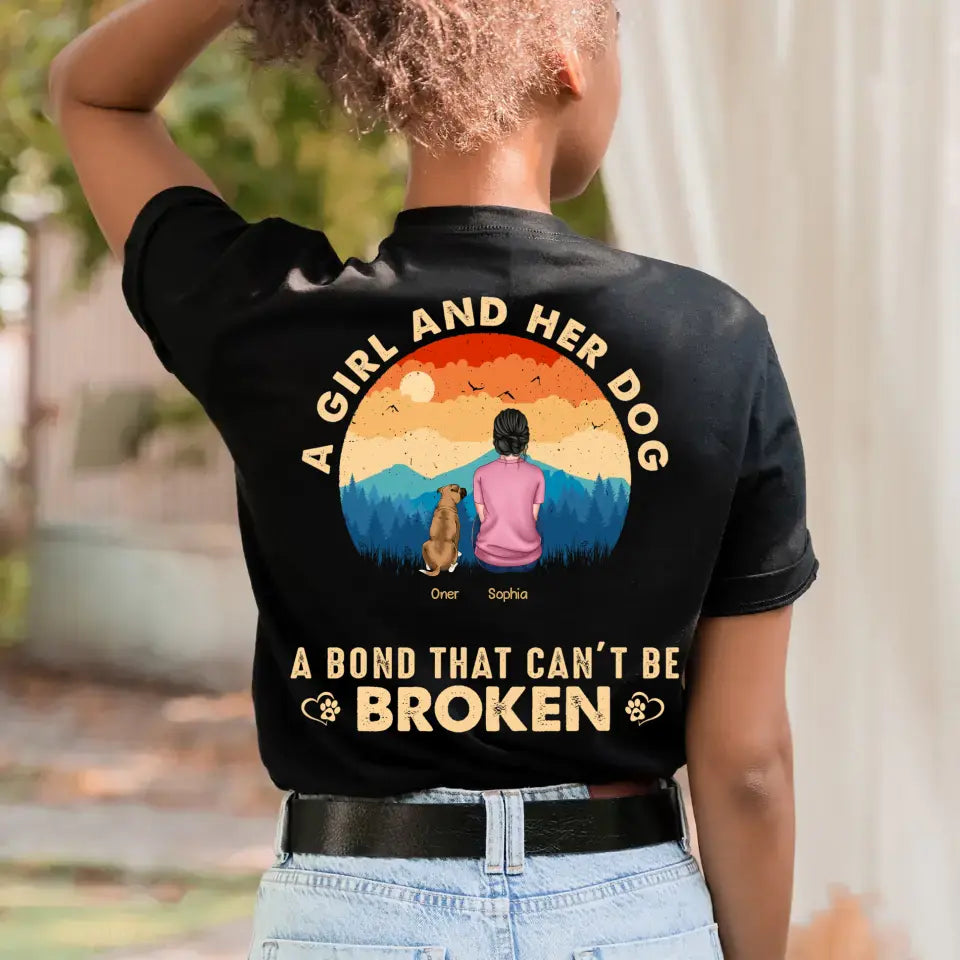 Personalized A Girl And Her Dogs A Bond That Can't Be Broken T-shirt Printed PNBQT0505