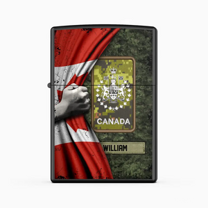Personalized Canadian Veteran/Soldier Rank Flag with Name Lighter Case Printed 23MAY-HQ06