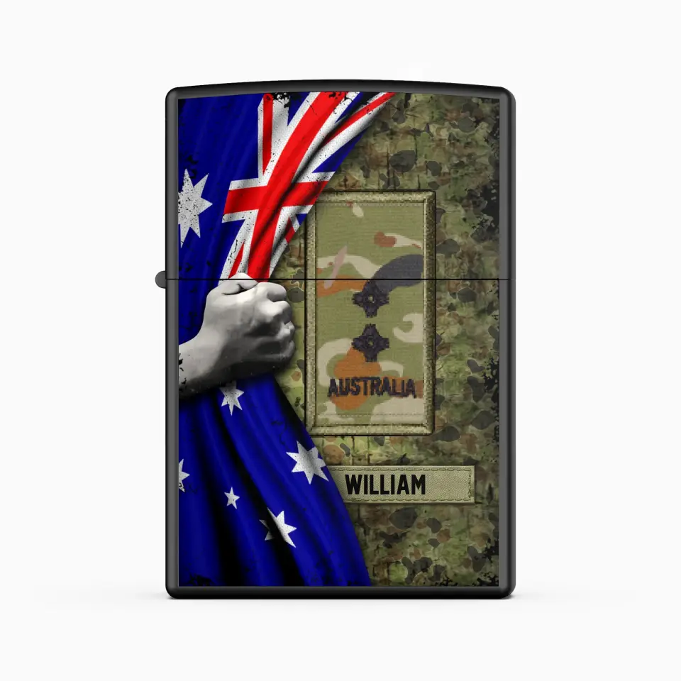 Personalized Australian Veteran/Soldier Rank Flag with Name Lighter Case Printed 23MAY-HQ06