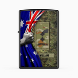 Personalized Australian Veteran/Soldier Rank Flag with Name Lighter Case Printed 23MAY-HQ06