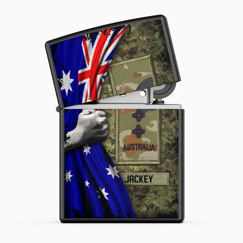 Personalized Australian Veteran/Soldier Rank Flag with Name Lighter Case Printed 23MAY-HQ06