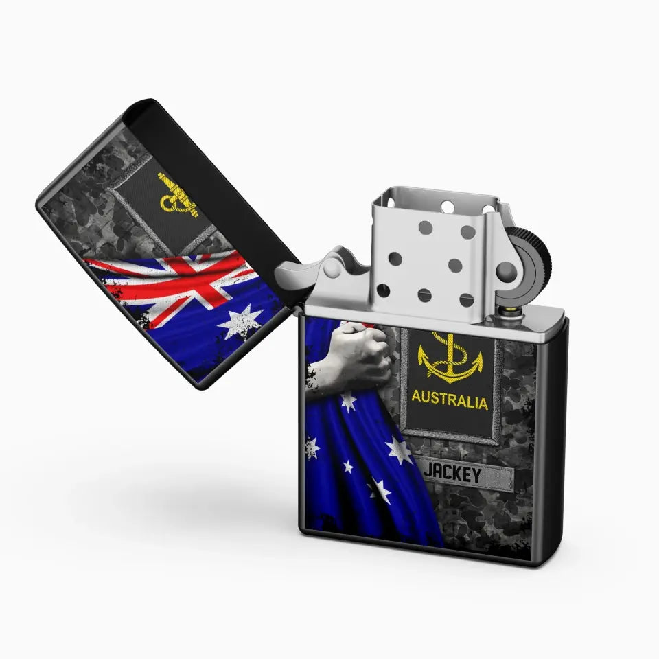 Personalized Australian Veteran/Soldier Rank Flag with Name Lighter Case Printed 23MAY-HQ06