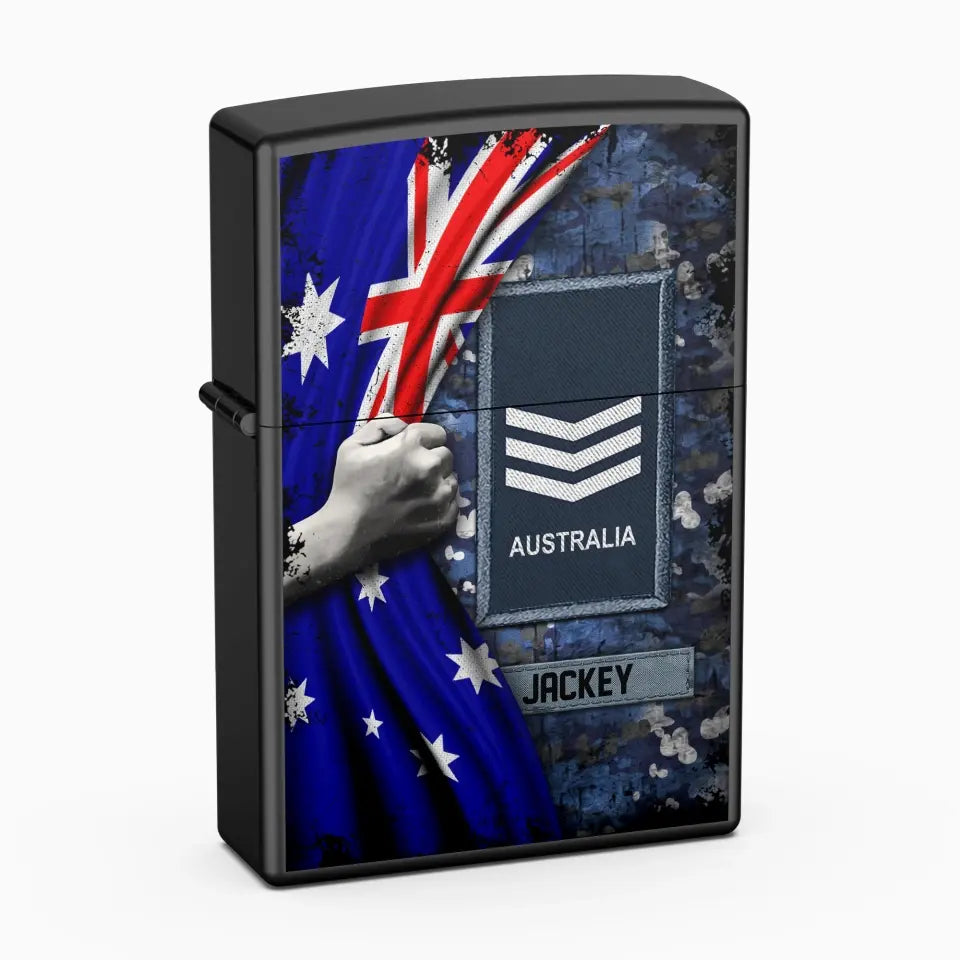 Personalized Australian Veteran/Soldier Rank Flag with Name Lighter Case Printed 23MAY-HQ06