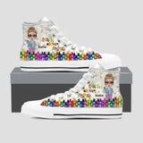 Personalized Crayon Teach Love Inspire with Name Hight Top Canvas Shoes PNHQ0605