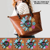 Personalized Dog Mom Colorful Sunflower Dog Name Leather Bag Printed 23MAY-BQT08