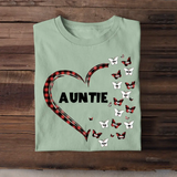 Personalized Auntie Heart Butterflies With Kid Name Tshirt Printed 23MAY-PTN09