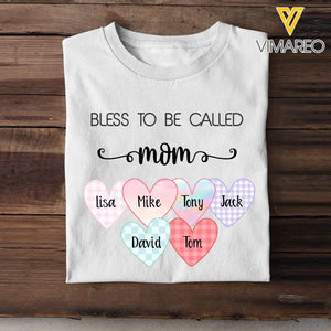 Personalized Bless To Be Called Mom with Heart Kid Name Tshirt Printed QTTB0905