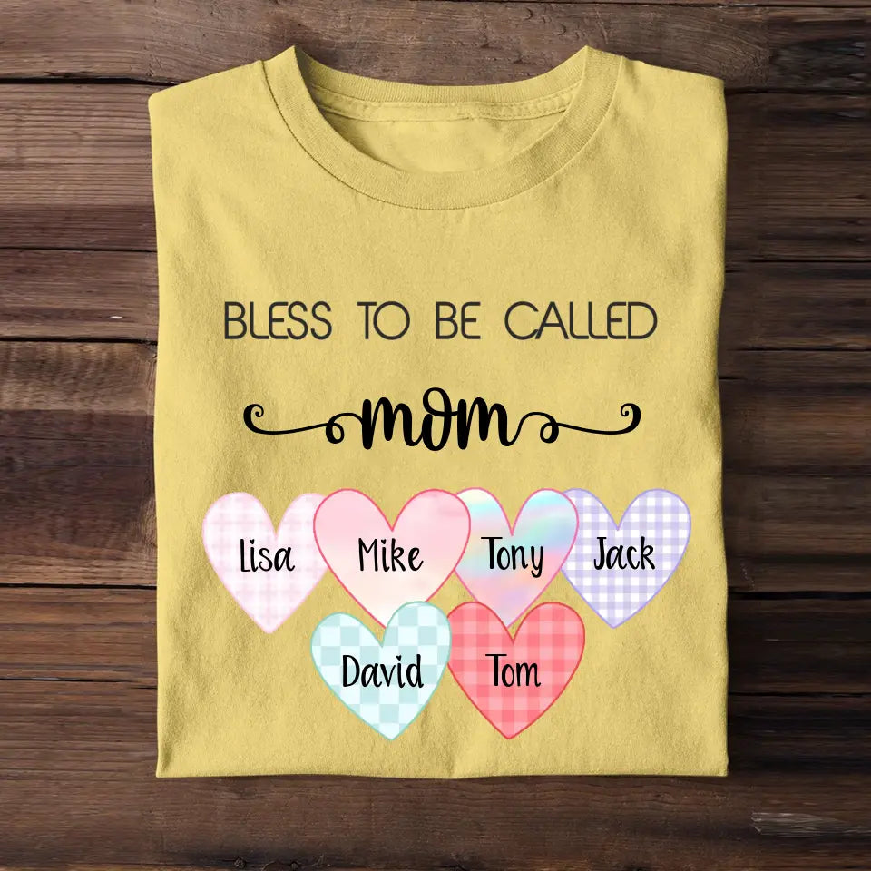 Personalized Bless To Be Called Mom with Heart Kid Name Tshirt Printed QTTB0905