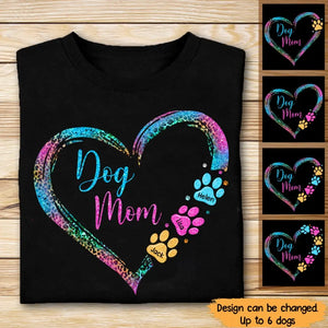 Personalized Dog Mom Heart with Dog Name T-shirt  Printed QTPN0905